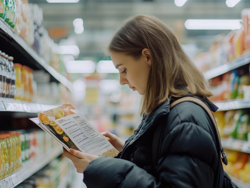 Woman shopping with book